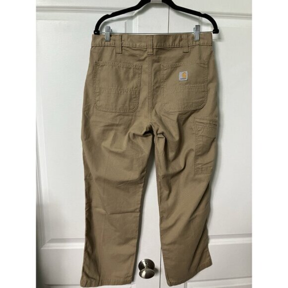 Carhartt Pants Mens 33x28 Rugged Flex Relaxed Fit Tan Canvas Workwear - Picture 4 of 12